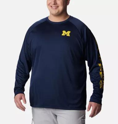 Mens Columbia Navy Michigan Wolverines Big and Tall Terminal Tackle Long Sleeve Omni-Shade T-shirt Product Image