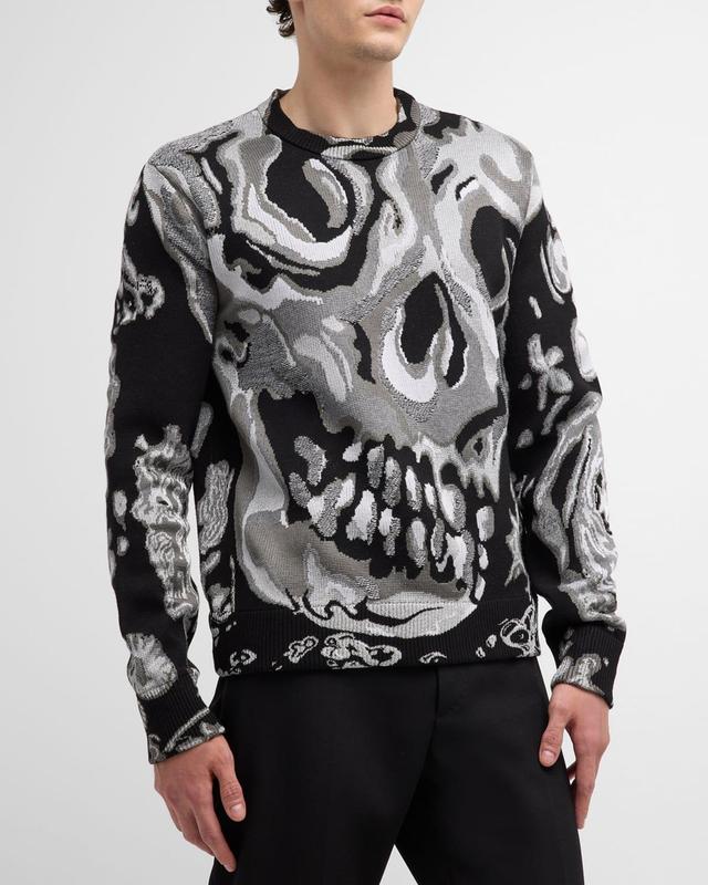 Mens Wax Floral Skull Jacquard Sweater Product Image