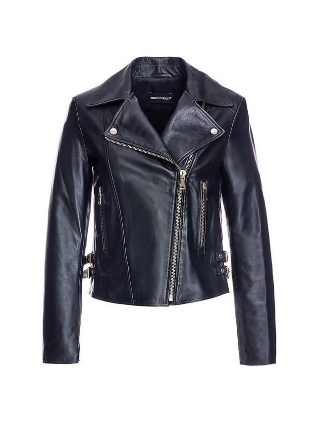 Womens Lambskin Biker Jacket Product Image