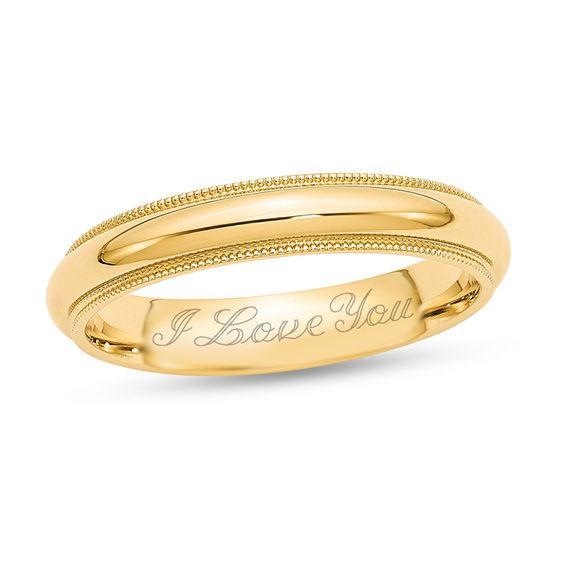 Men's 4.0mm Milgrain Edge Comfort-Fit Engravable Wedding Band (1 Line) Product Image