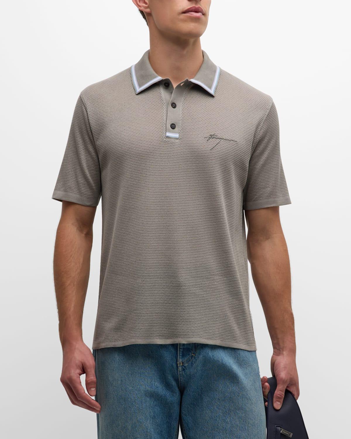 Mens Tipped Mesh Polo Shirt Product Image