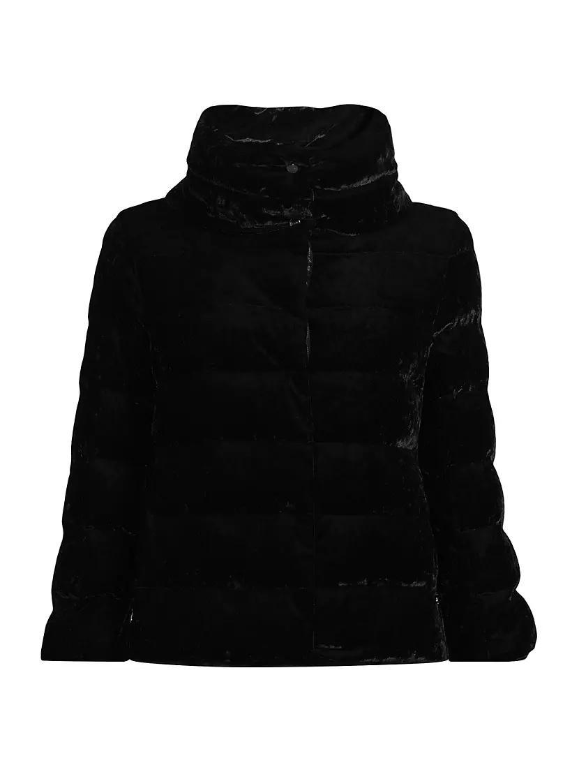 Marbled Velvet Down Puffer Jacket Product Image