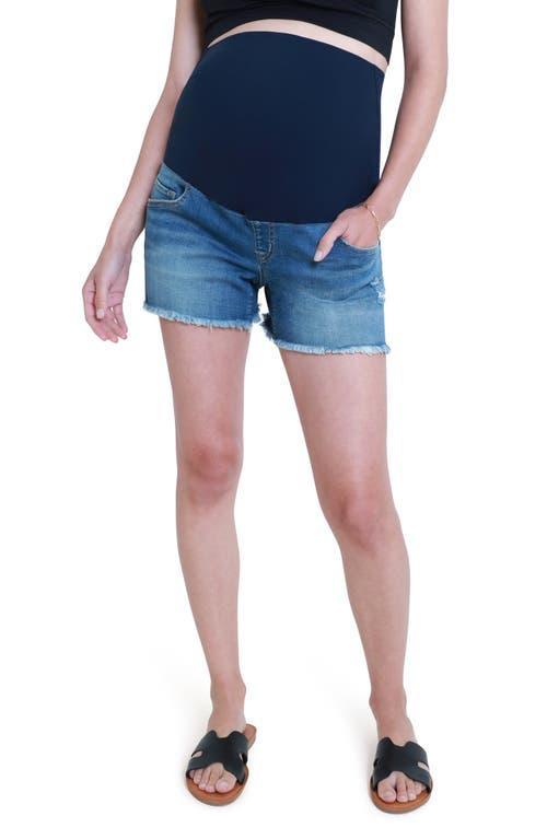 Ingrid & Isabel Over the Bump Cutoff Denim Maternity Shorts Product Image