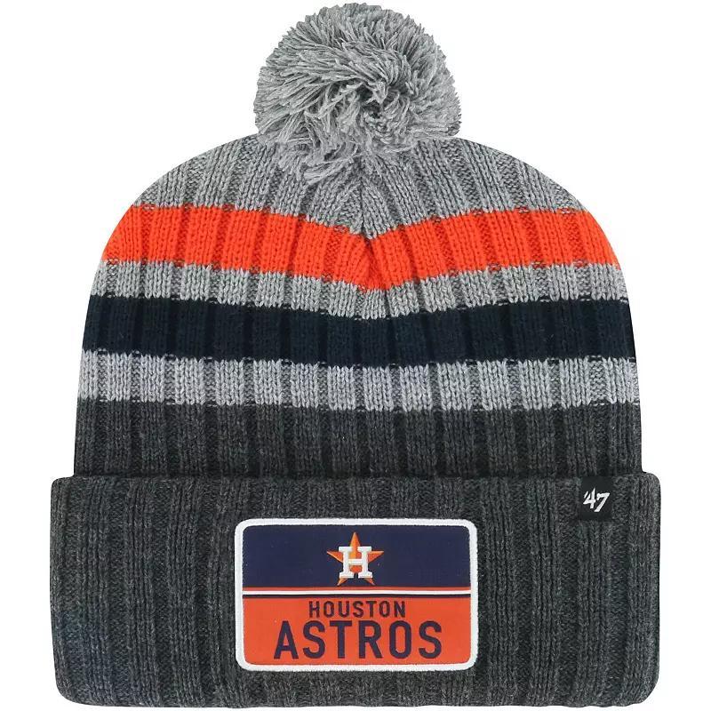 Mens 47 Gray Houston Astros Stack Cuffed Knit Hat with Pom Product Image