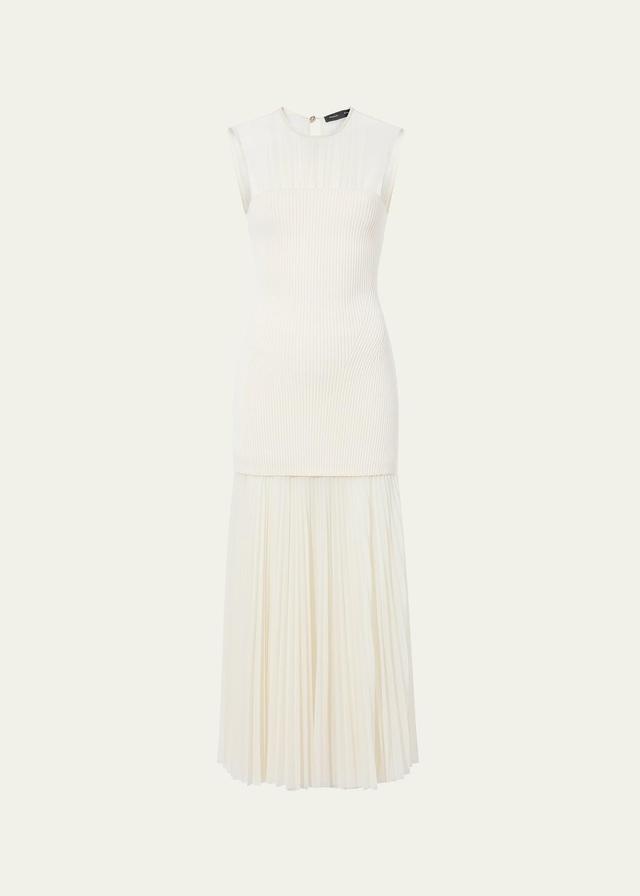 Proenza Schouler Mixed Media Sleeveless Pleated Midi Dress Product Image