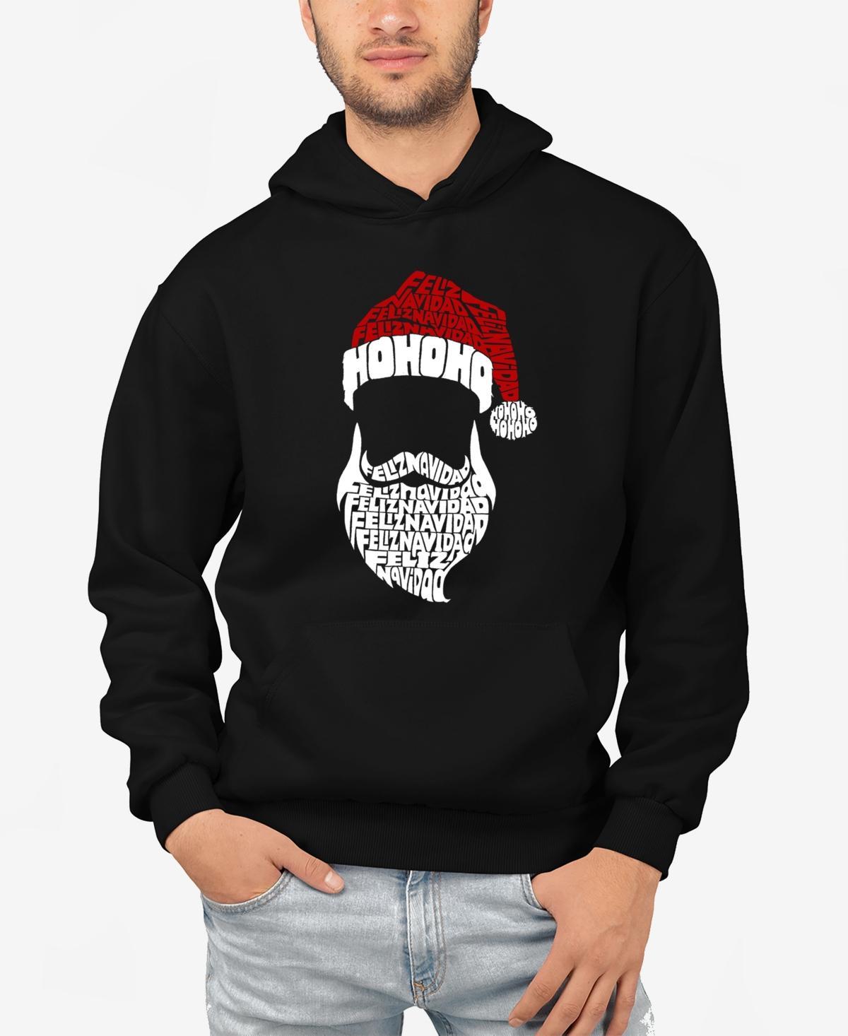 La Pop Art Mens Feliz Navidad Santa Claus Word Art Hooded Sweatshirt Product Image