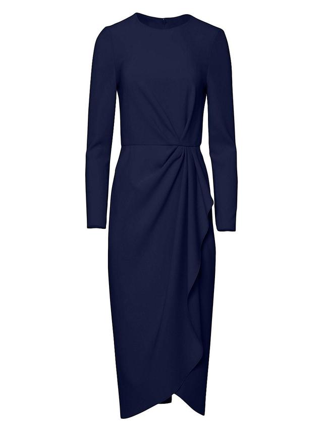 Womens Gathered Crewneck Midi-Dress Product Image