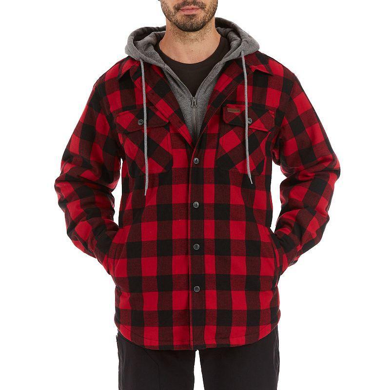 Mens Sherpa-Lined Hooded Flannel Shirt Jacket, Mens Product Image