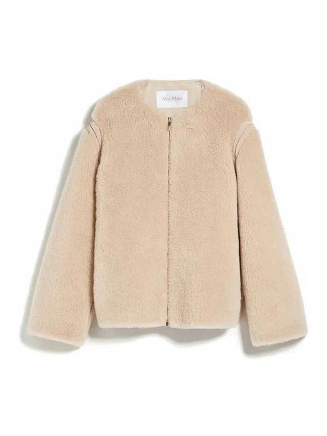 Panno Crew-neck Jacket In Teddy Fabric In Beige Product Image