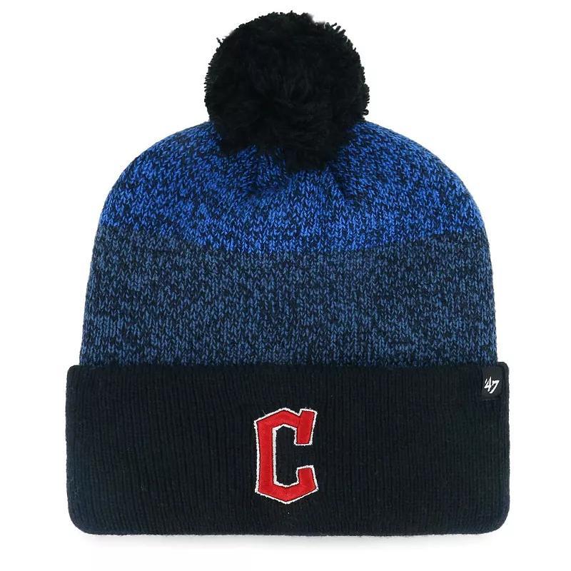 Mens 47 Navy Cleveland Guardians Darkfreeze Cuffed Knit Hat with Pom, Grd Blue Product Image