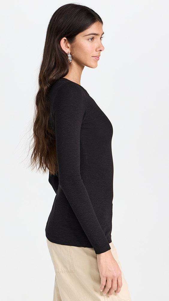 Enza Costa Textured Rib Long Sleeve Crew Tee | Shopbop Product Image