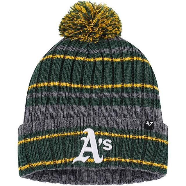 Mens 47 Gray/Green Oakland Athletics Rexford Cuffed Knit Hat with Pom Product Image