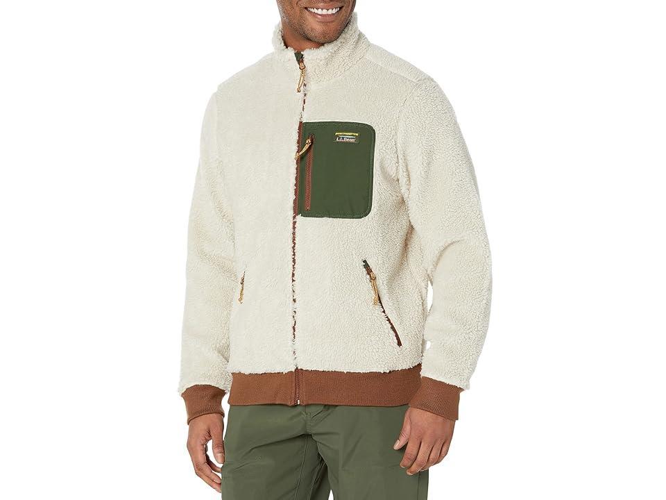 L.L.Bean Bean's Sherpa Fleece Jacket Regular (Soapstone/Forest Shade) Men's Clothing Product Image