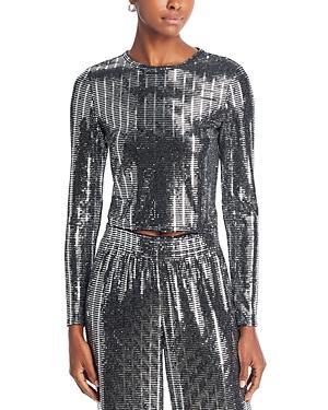 Womens Delaina Sequined Long-Sleeve Top Product Image