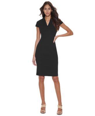 Petite Short-Sleeve Sheath Dress  Product Image