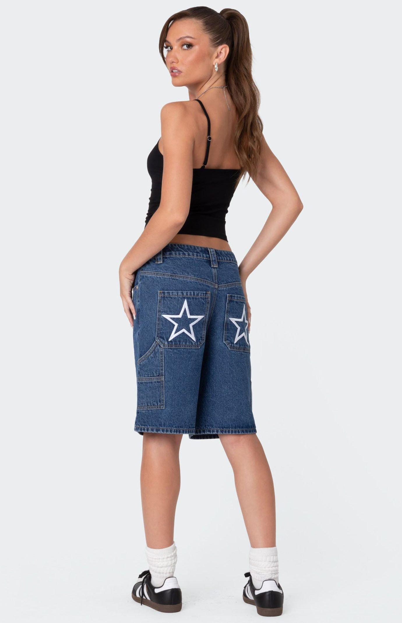 Edikted Women's Stargirl Denim Bermuda Shorts Product Image