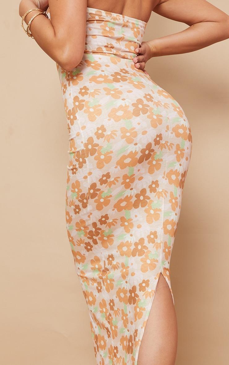 Stone Pastel Floral Print Bandeau Maxi Dress Product Image