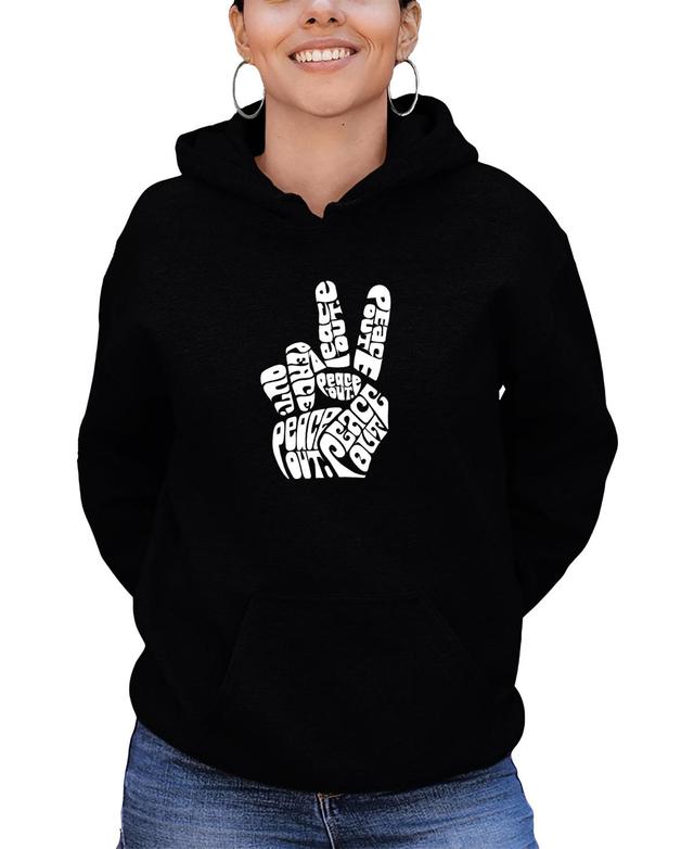 Womens Hooded Word Art Peace Out Sweatshirt Top Product Image