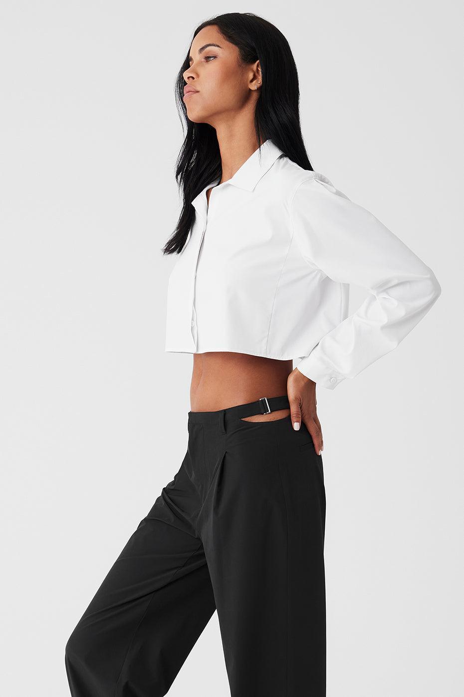 Cropped Take Me Out Button Up - White Female Product Image