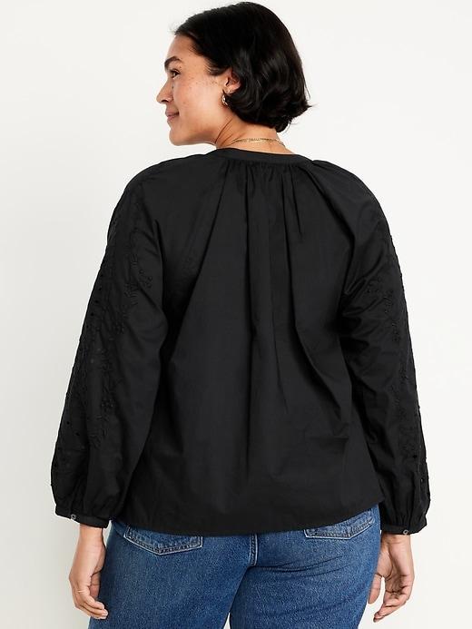 Split-Neck Button-Down Top Product Image