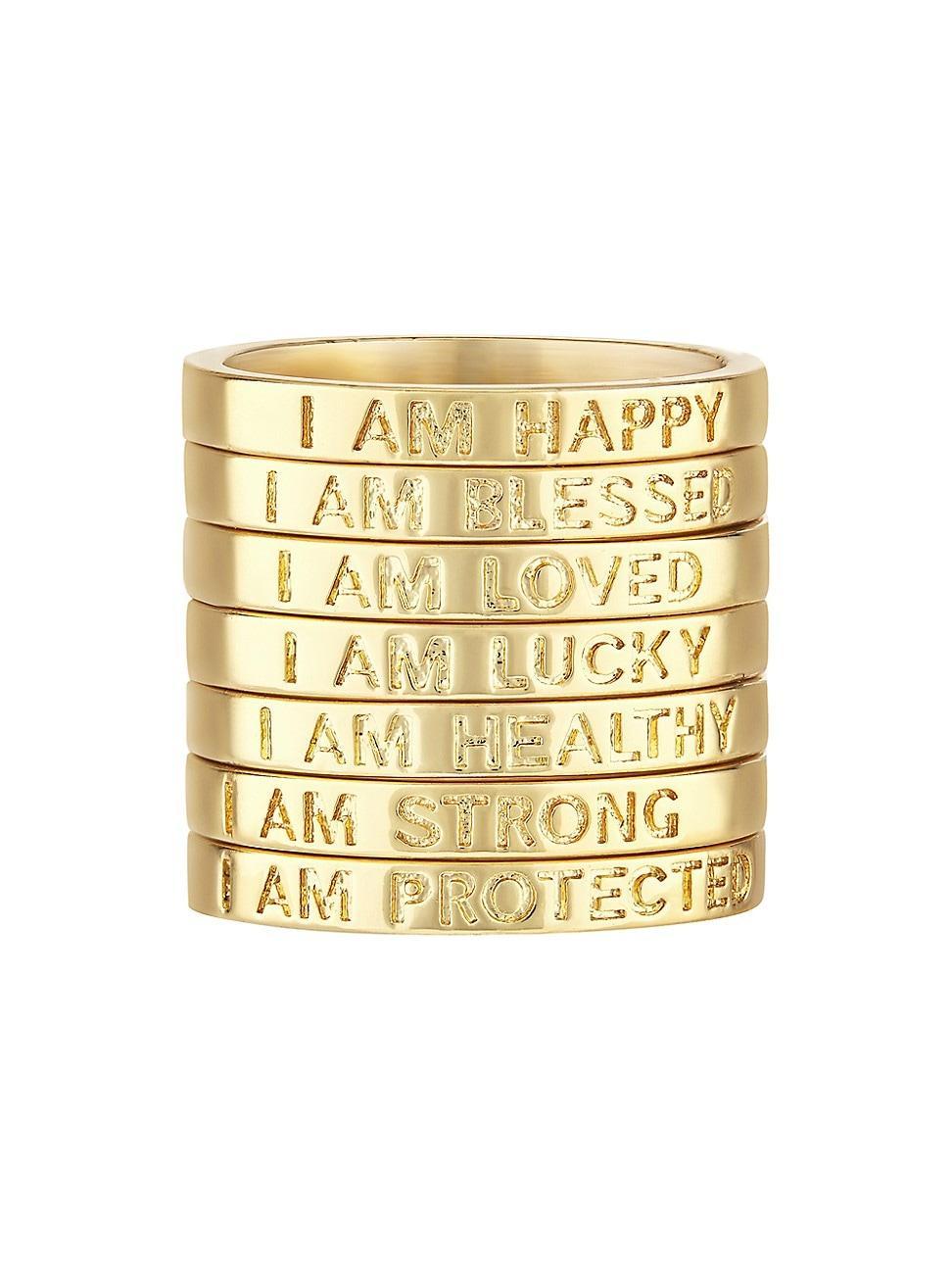 Womens Heaven & Earth I Am 18K-Gold-Plated Ring Stack Product Image