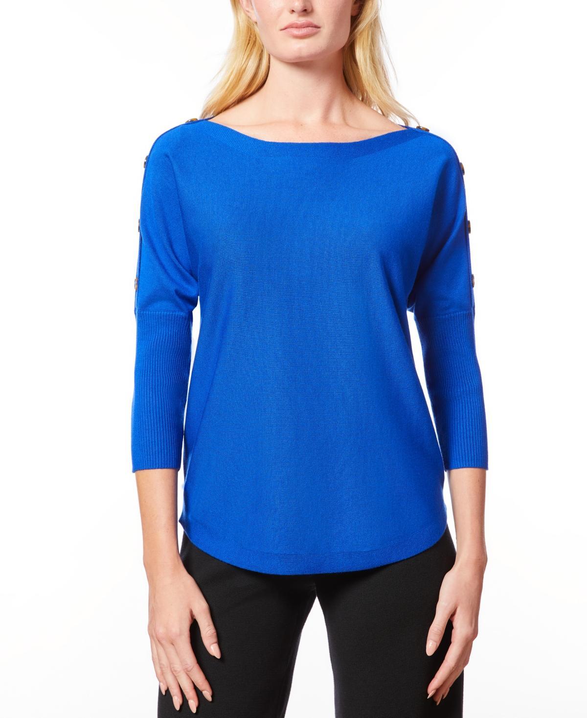 Melissa Paige Womens Dolman-Sleeve Buttoned-Sleeve Sweater Product Image