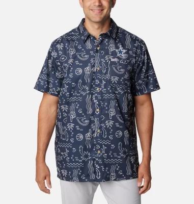 Mens Columbia Dallas Cowboys Super Slack Tide Fish Fan Omni-Shade Button-Up Shirt Blue Product Image