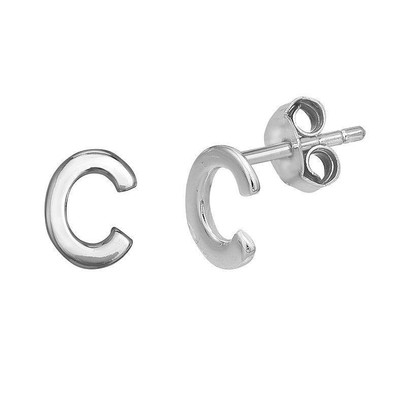 PRIMROSE Sterling Silver Initial Stud Earrings, Womens, Silver Tone C Product Image