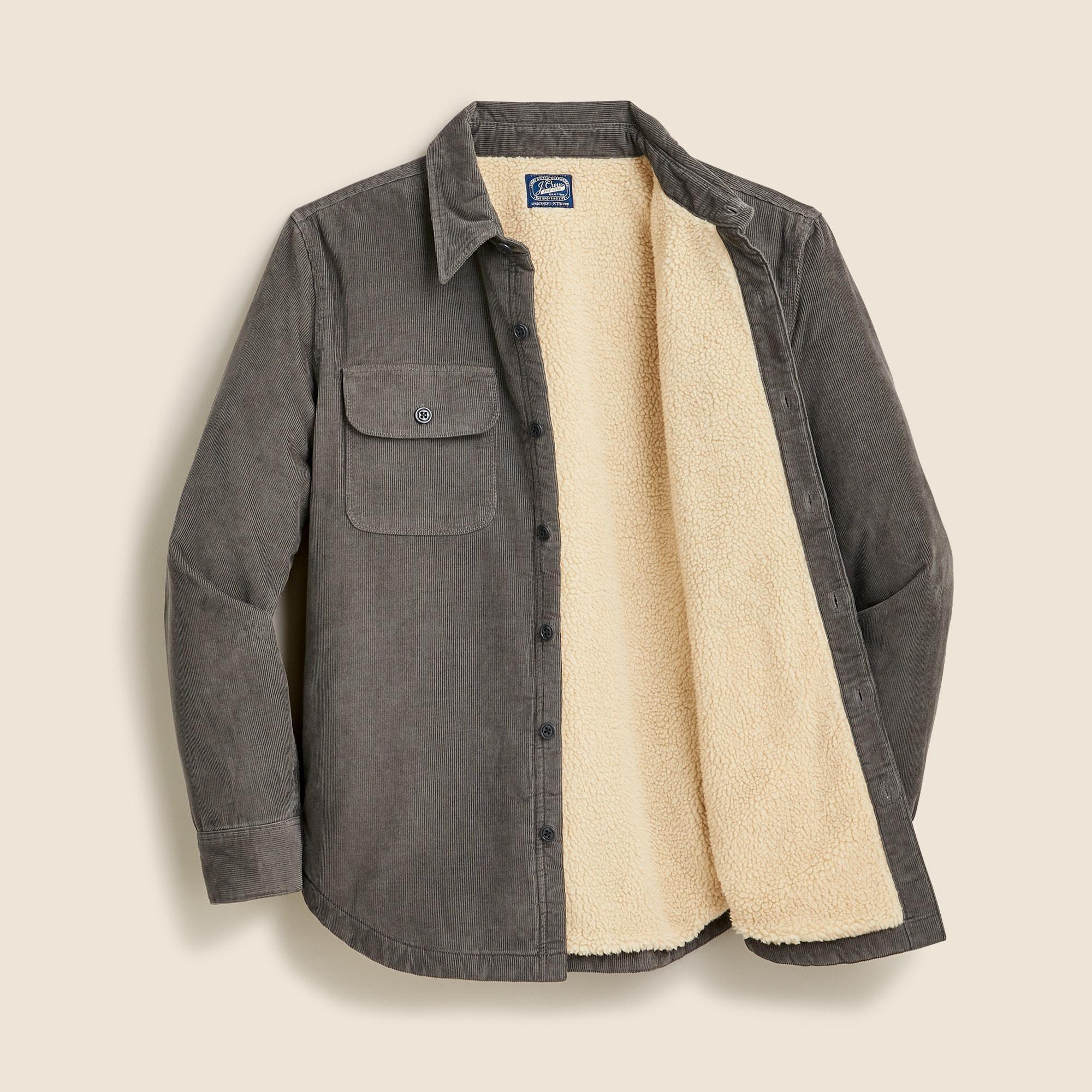 Sherpa-lined corduroy shirt-jacket Product Image