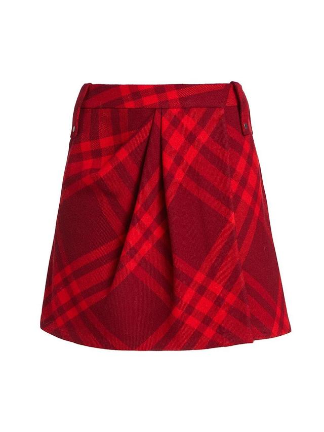 Womens Check Wrap Wool Miniskirt Product Image