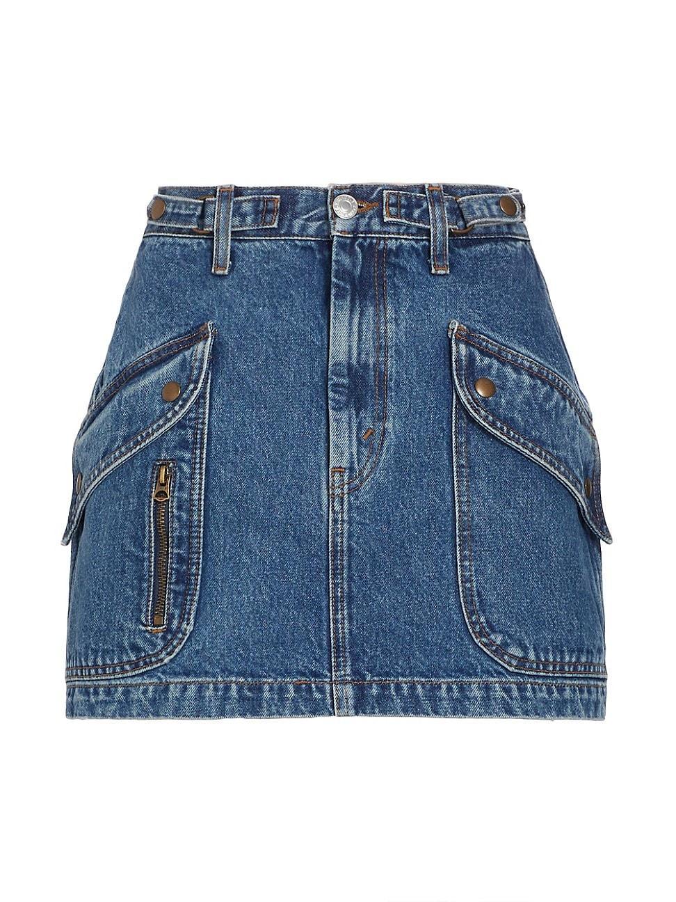 Womens Racer Denim Miniskirt Product Image