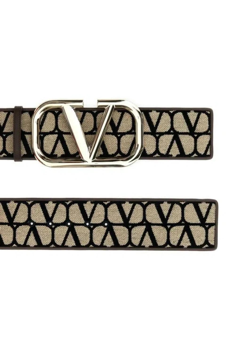 Valentino Toile Iconographe Vlogo Plaque Belt In Multicolor Product Image