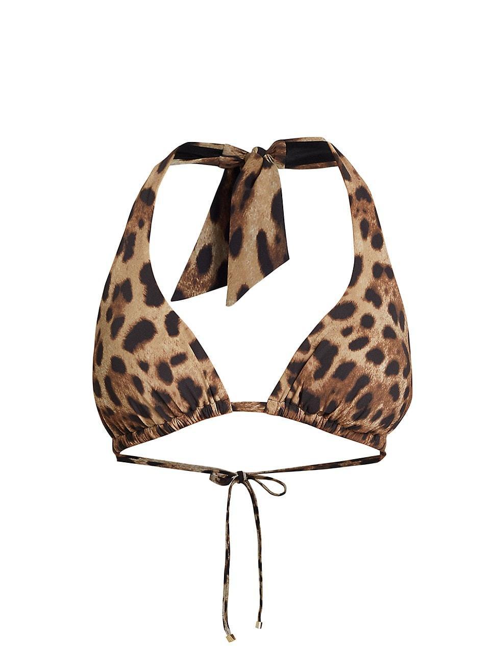 Womens Leopard Halter Bikini Top Product Image