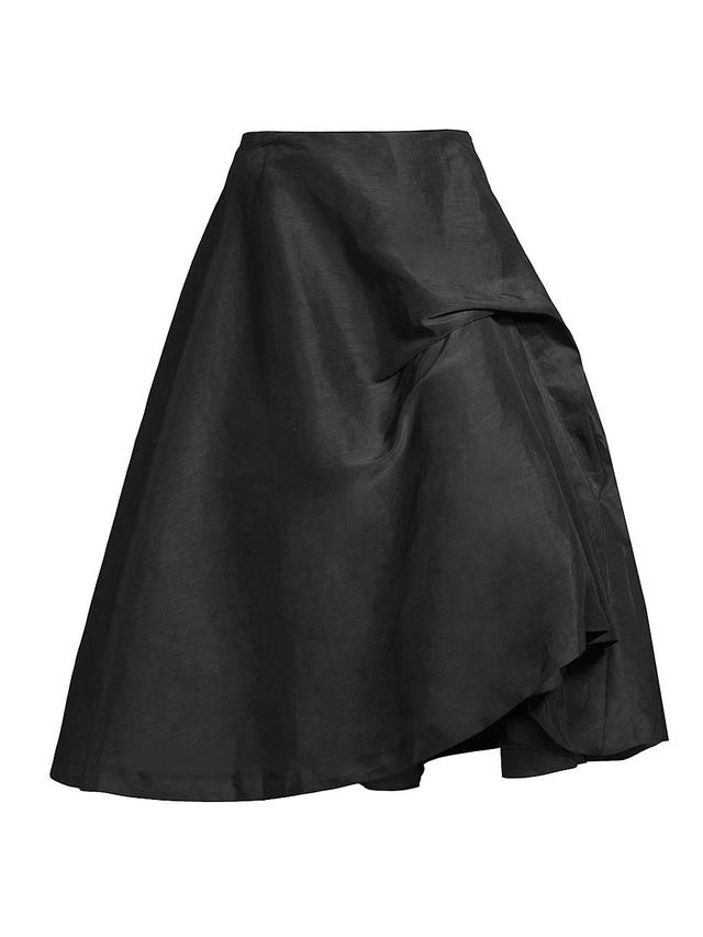 Womens Party Gathered Cotton & Linen Midi-Skirt Product Image