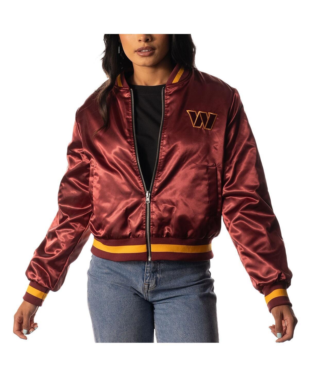 Womens The Wild Collective Burgundy/Black Washington Commanders Reversible Sherpa Full-Zip Bomber Jacket Product Image