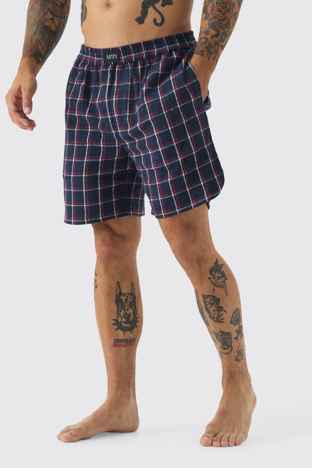 Mens Multi Woven Check Lounge Shorts, Multi Product Image