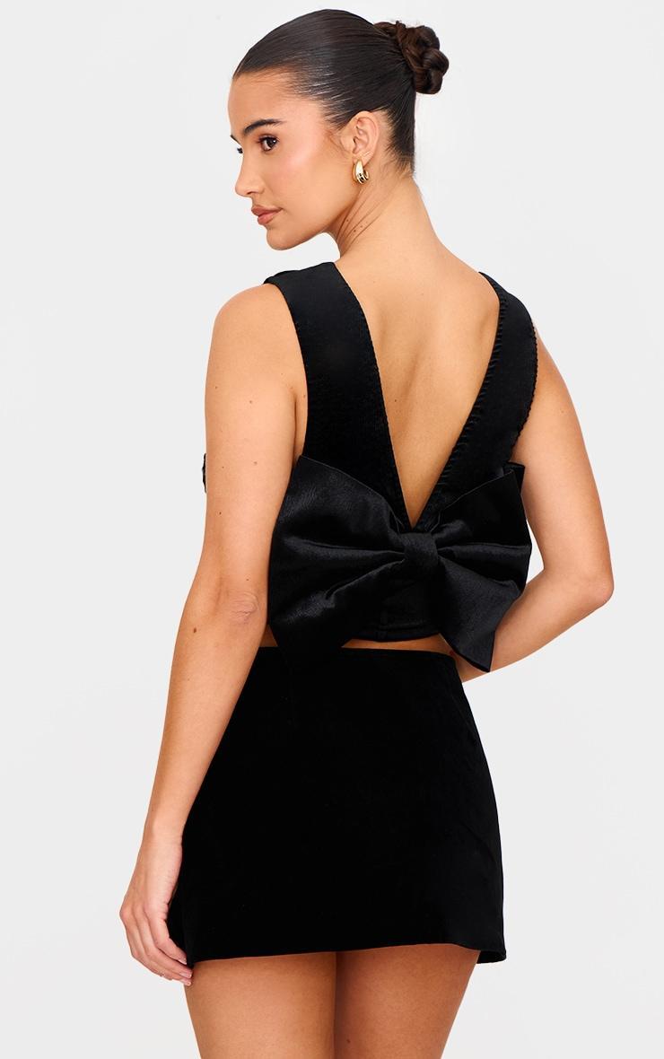 Black Velvet Bow Back Long Top Product Image