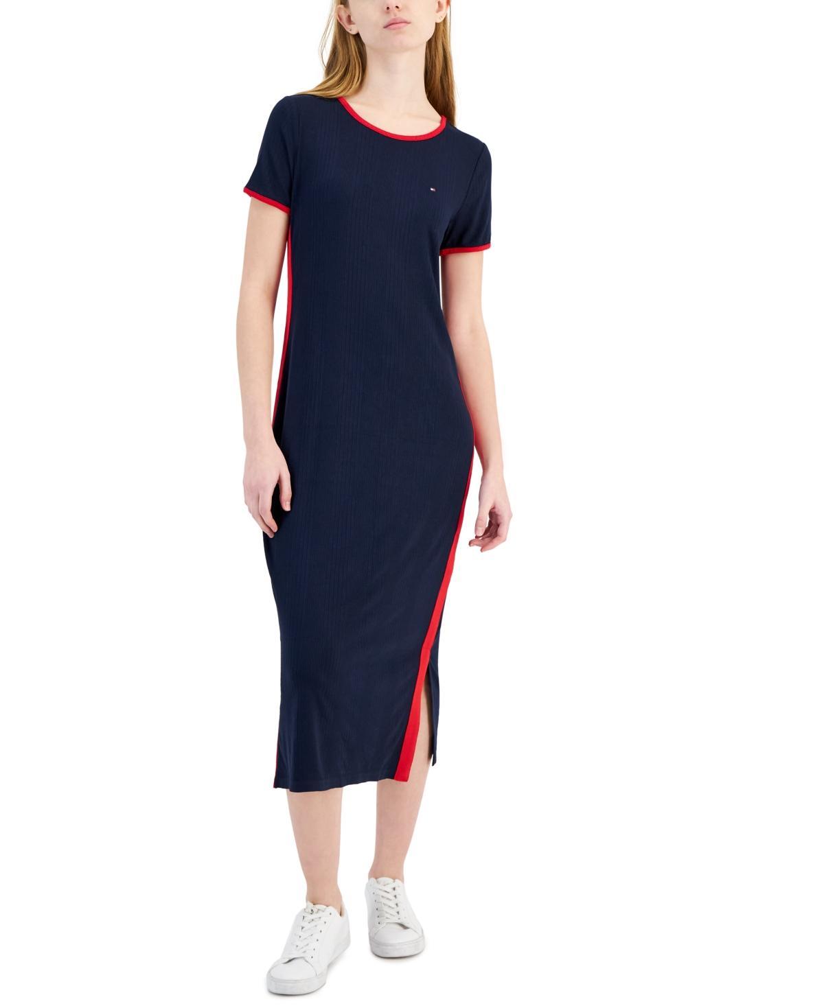 Tommy Hilfiger Womens Ribbed Midi Dress Product Image