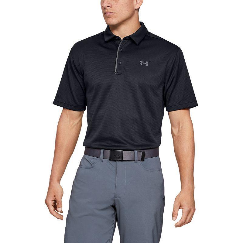 Mens Under Armour Tech Polo Grey Black Product Image