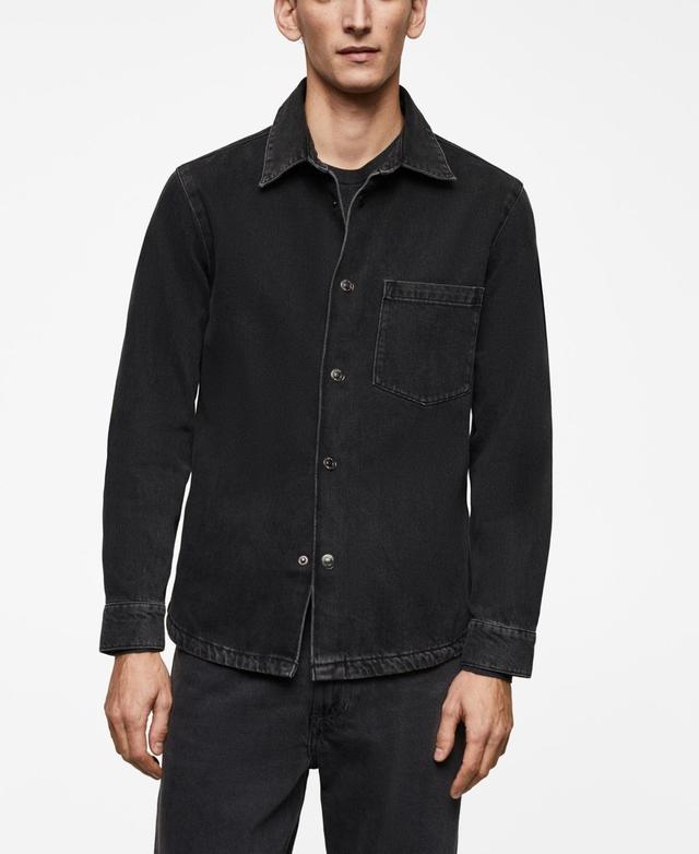 MANGO MAN - Pocket denim overshirt black denimMen Product Image