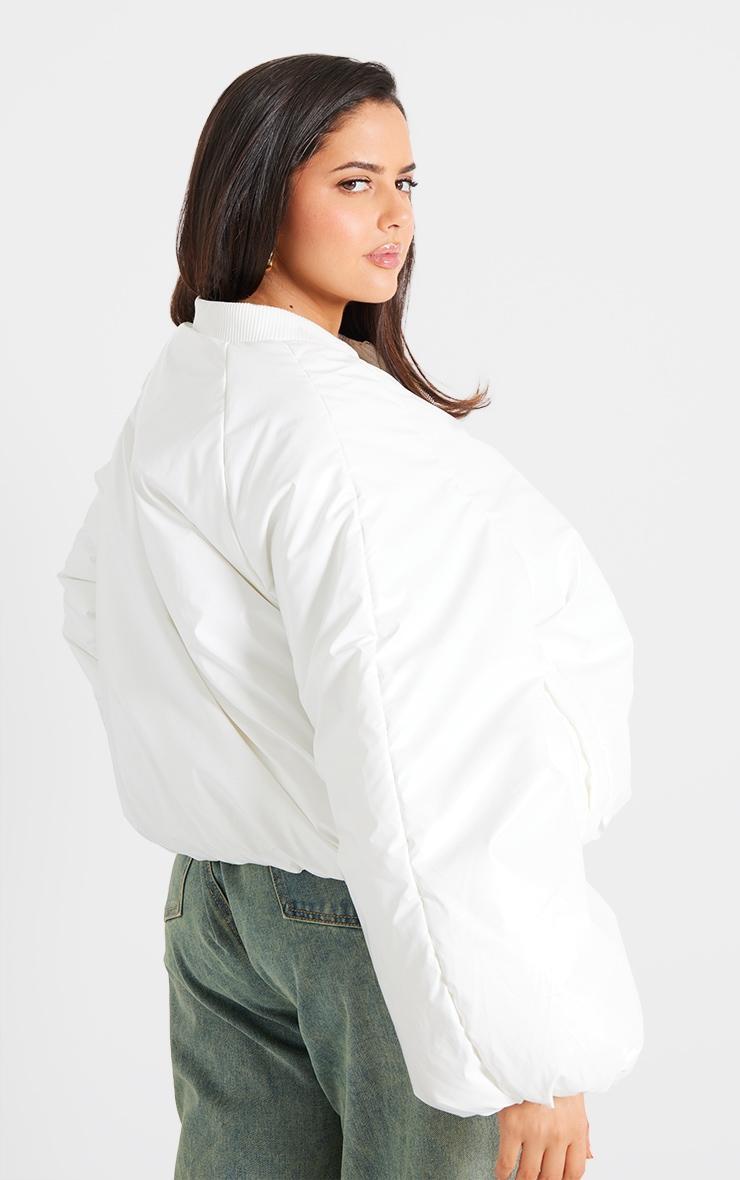 Plus White Oversized Bomber Puffer Jacket Product Image