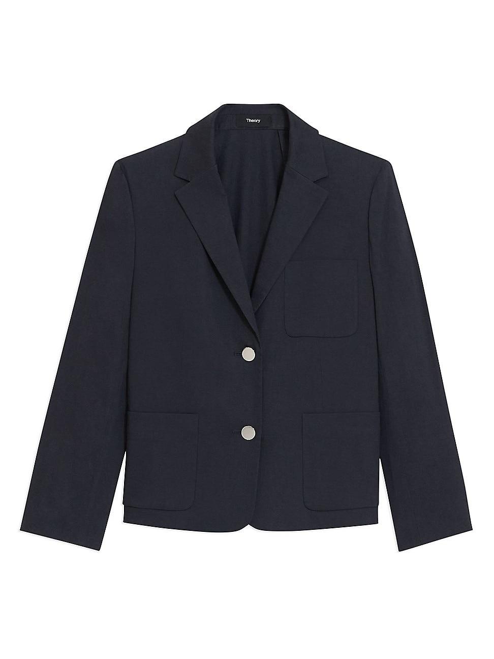 Womens Shrunken Linen-Blend Blazer Product Image