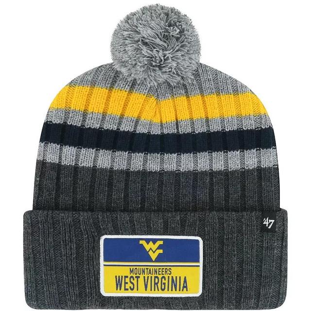 Mens 47 Charcoal West Virginia Mountaineers StackStriped Cuffed Knit Hat with Pom Product Image