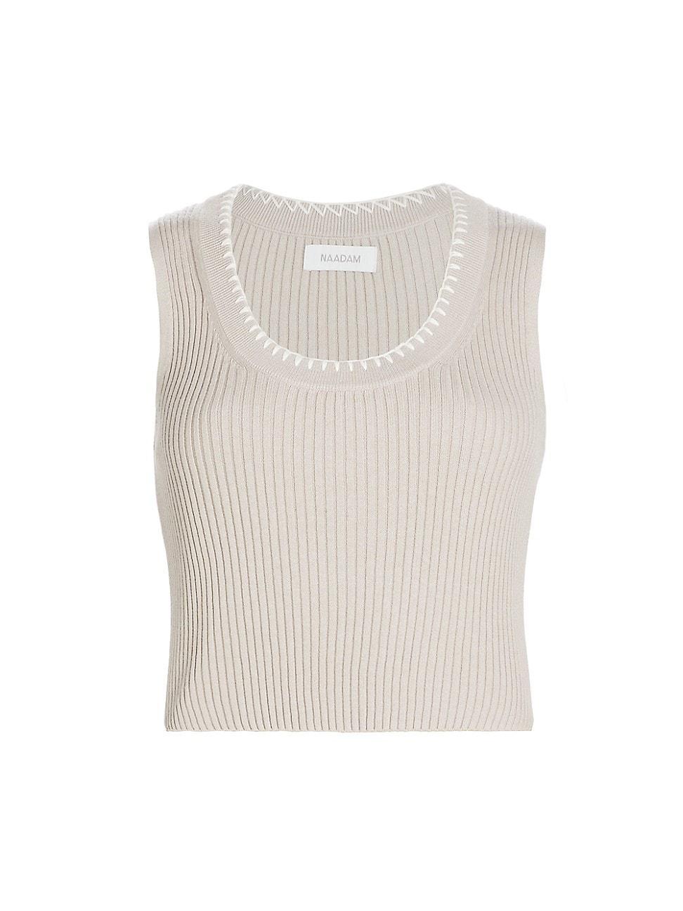 Womens Cotton & Cashmere Rib-Knit Tank Top Product Image