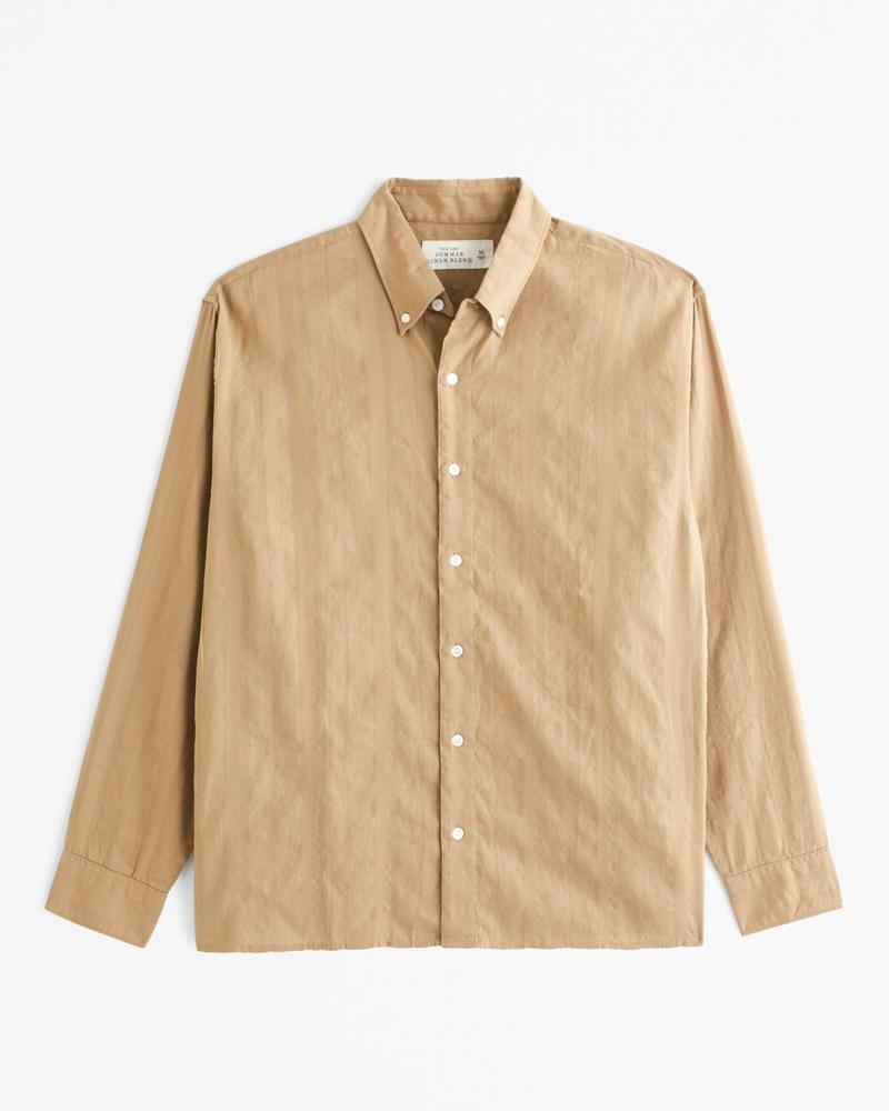 Summer Linen-Blend Button-Up Shirt Product Image