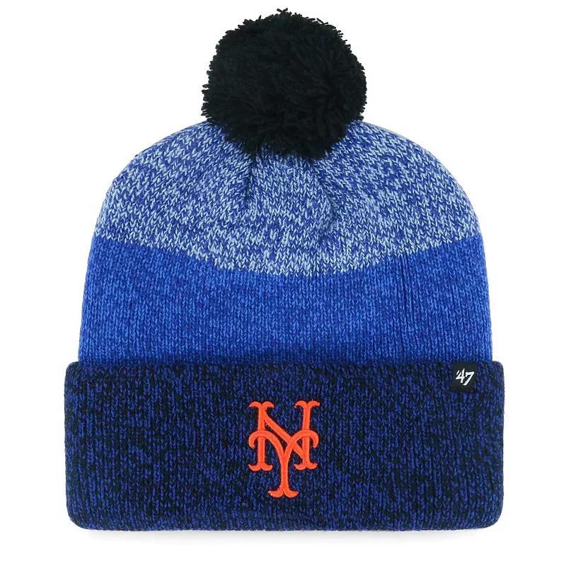 Mens 47 Brand Royal New York Mets Darkfreeze Cuffed Knit Hat with Pom Product Image