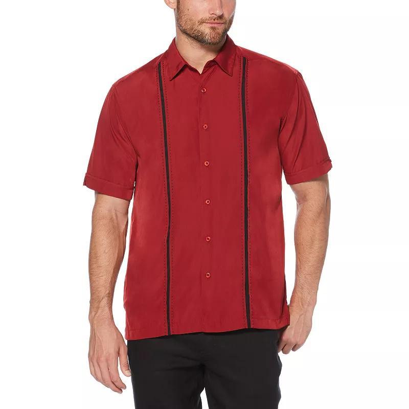 Cubavera Mens Pick Stitch Panel Short Sleeve Button-Down Shirt Product Image