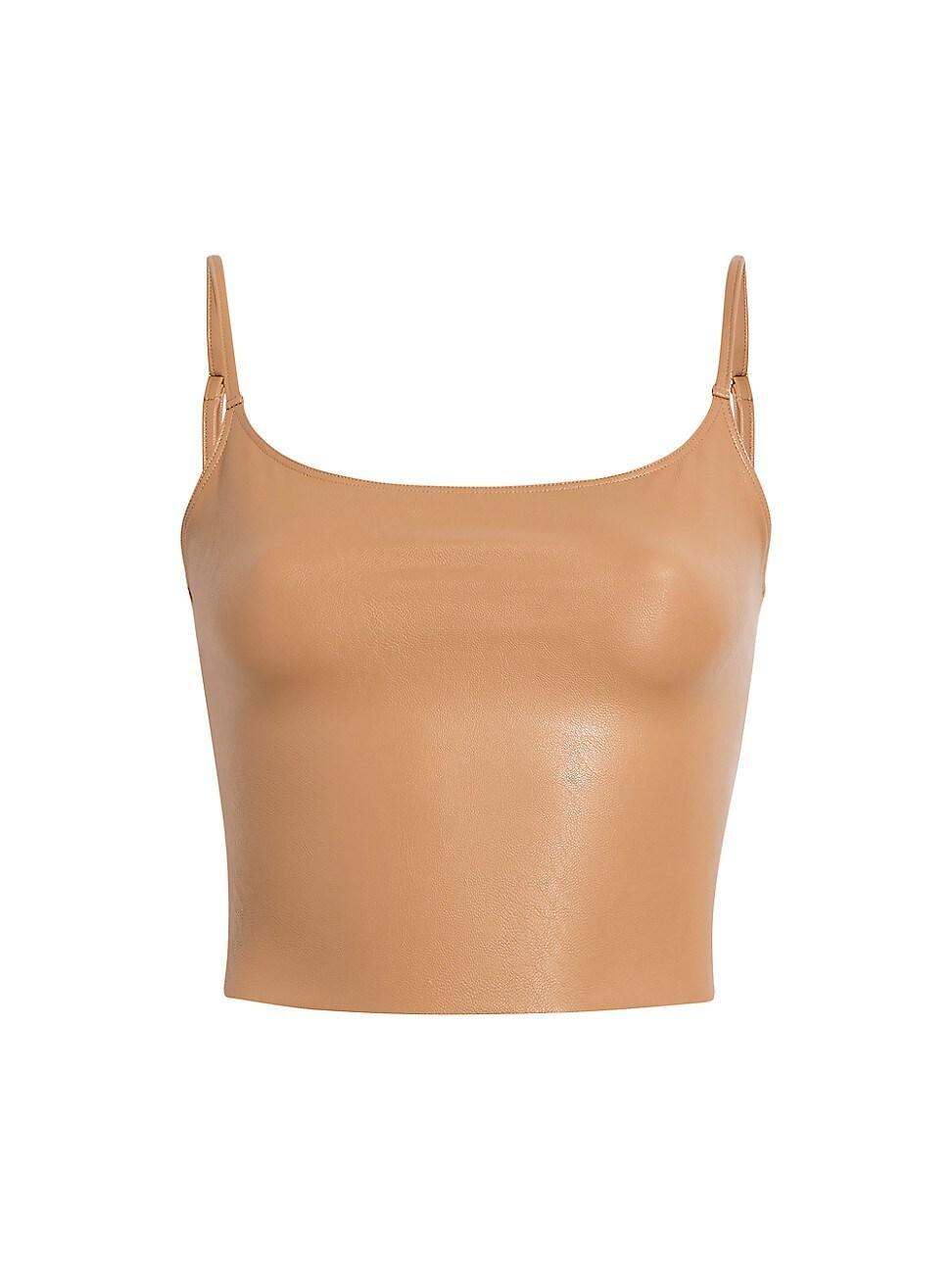 Womens Faux Leather Cami Crop Top Product Image