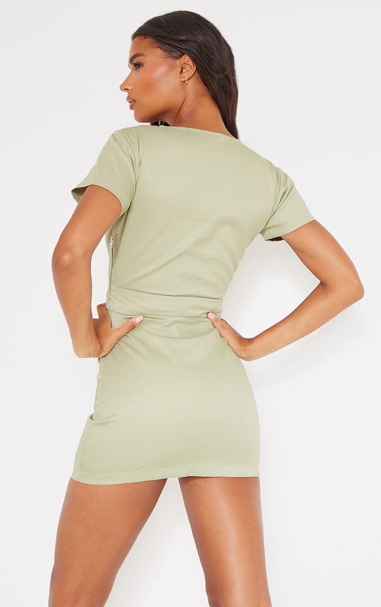 Sage Cargo Short Sleeve Pocket Bodycon Dress Product Image