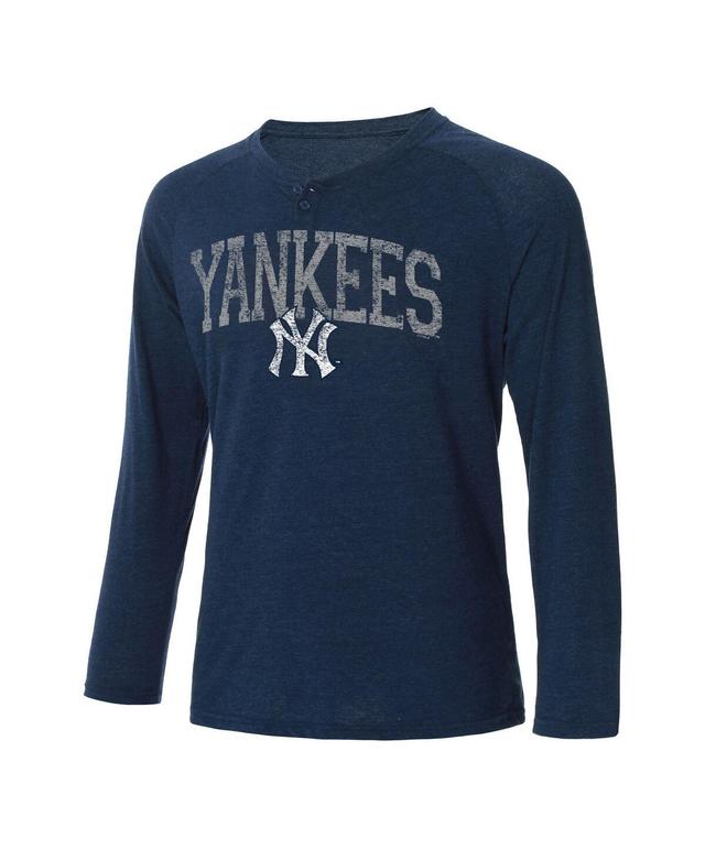 Mens Concepts Sport New York Yankees Inertia Raglan Long Sleeve Henley T-Shirt Blue Product Image